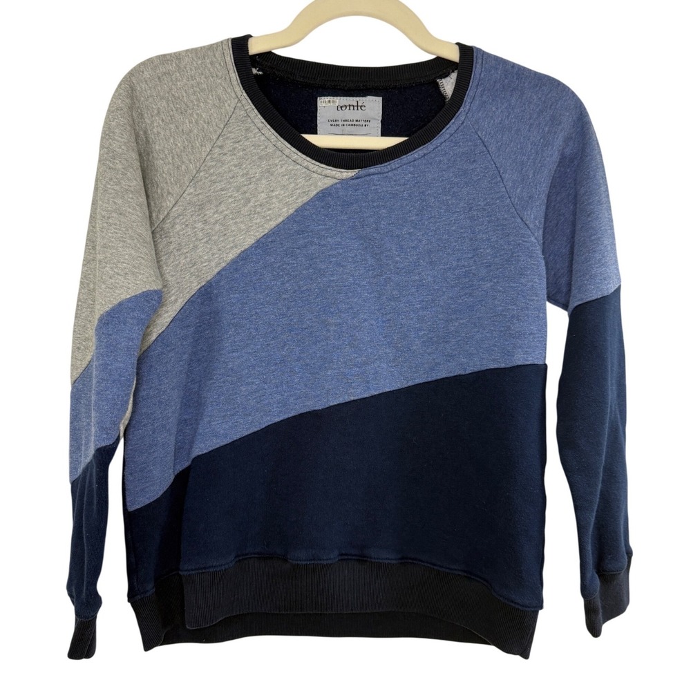 Tonle Sweatshirt Size XS Blue Gray Excellent Colorblock Raglan Sustainable Top